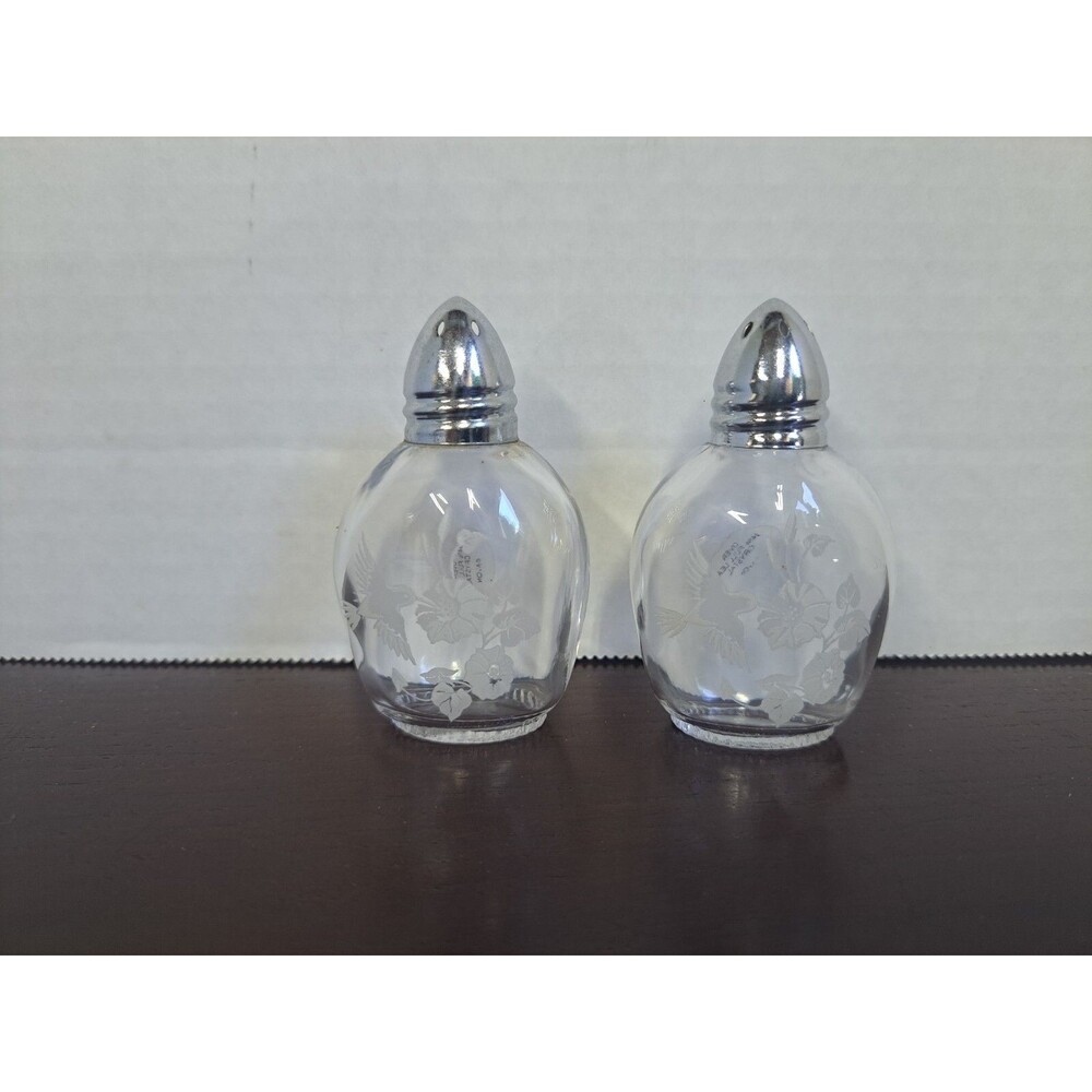Avon 24% Lead Crystal Hummingbird Salt And Pepper Shakers